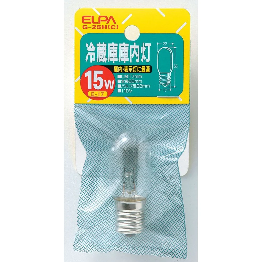 エルパ ELPA 冷蔵庫庫内灯 15W クリア E17 G-25H(C)
