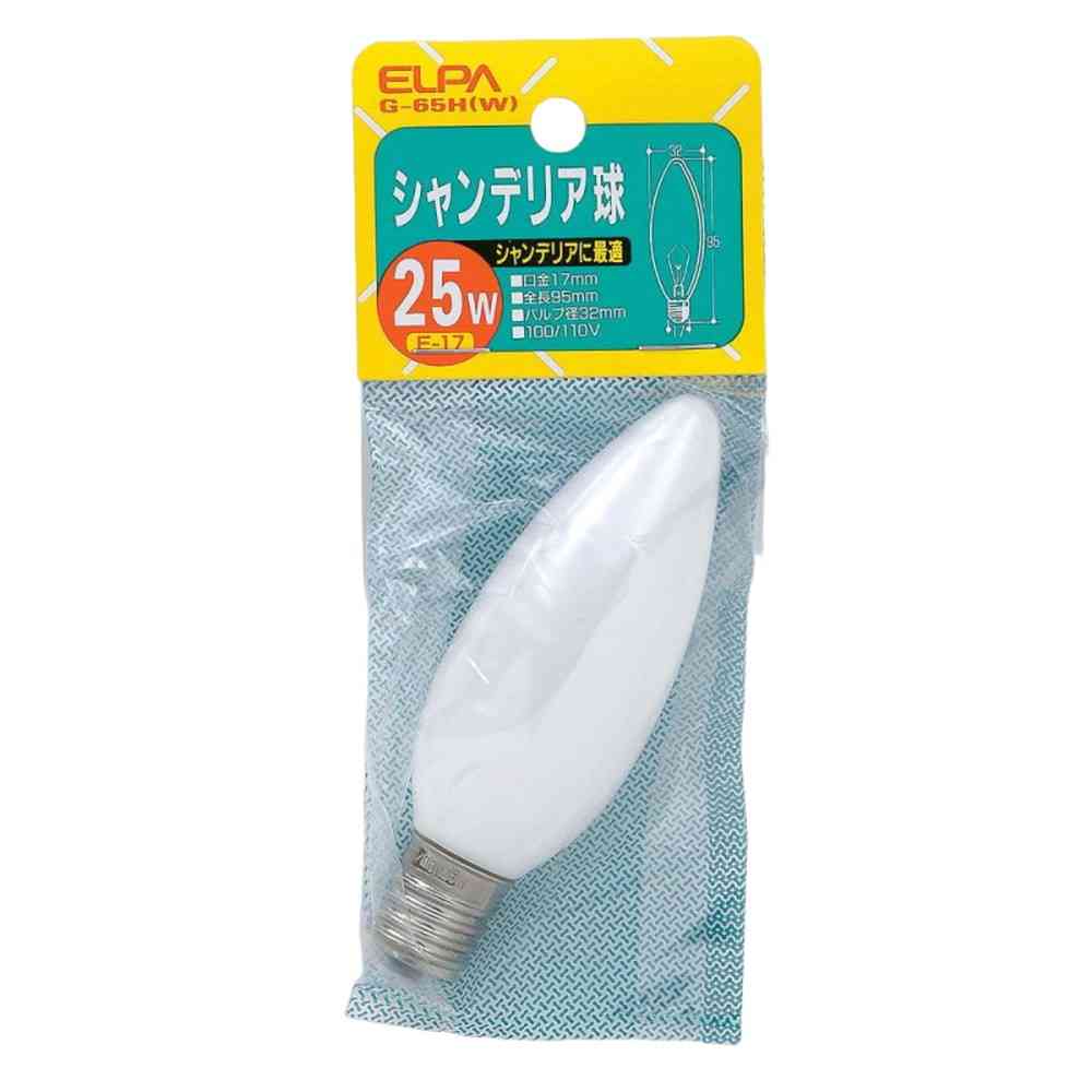 エルパ ELPA シャンデリア電球 25W ホワイト E17 G-65H(W) - Image 3