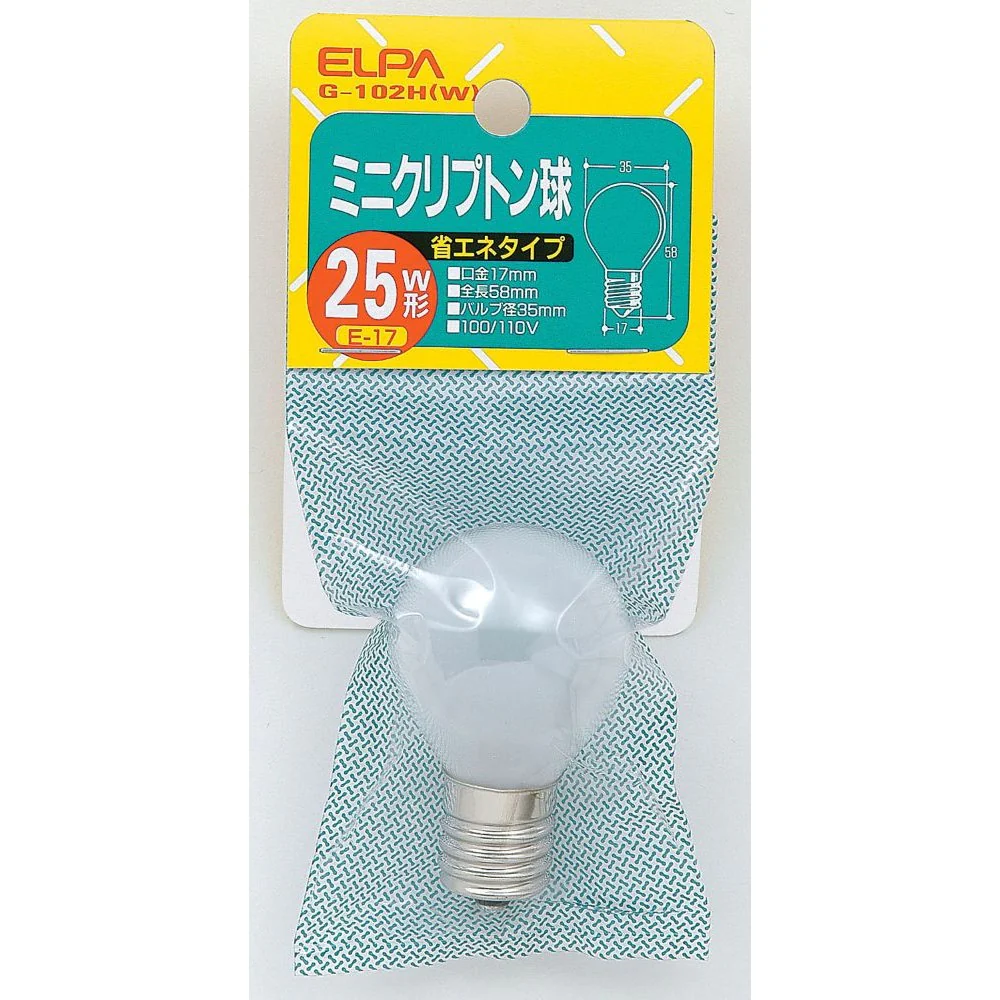 エルパ ELPA ミニクリプトン球 S型 25W ホワイト E17 G-102H(W)