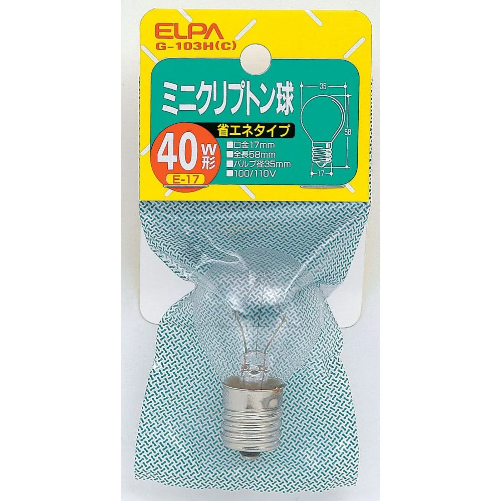エルパ ELPA ミニクリプトン球 S型 40W クリア E17 G-103H（C） - Image 2