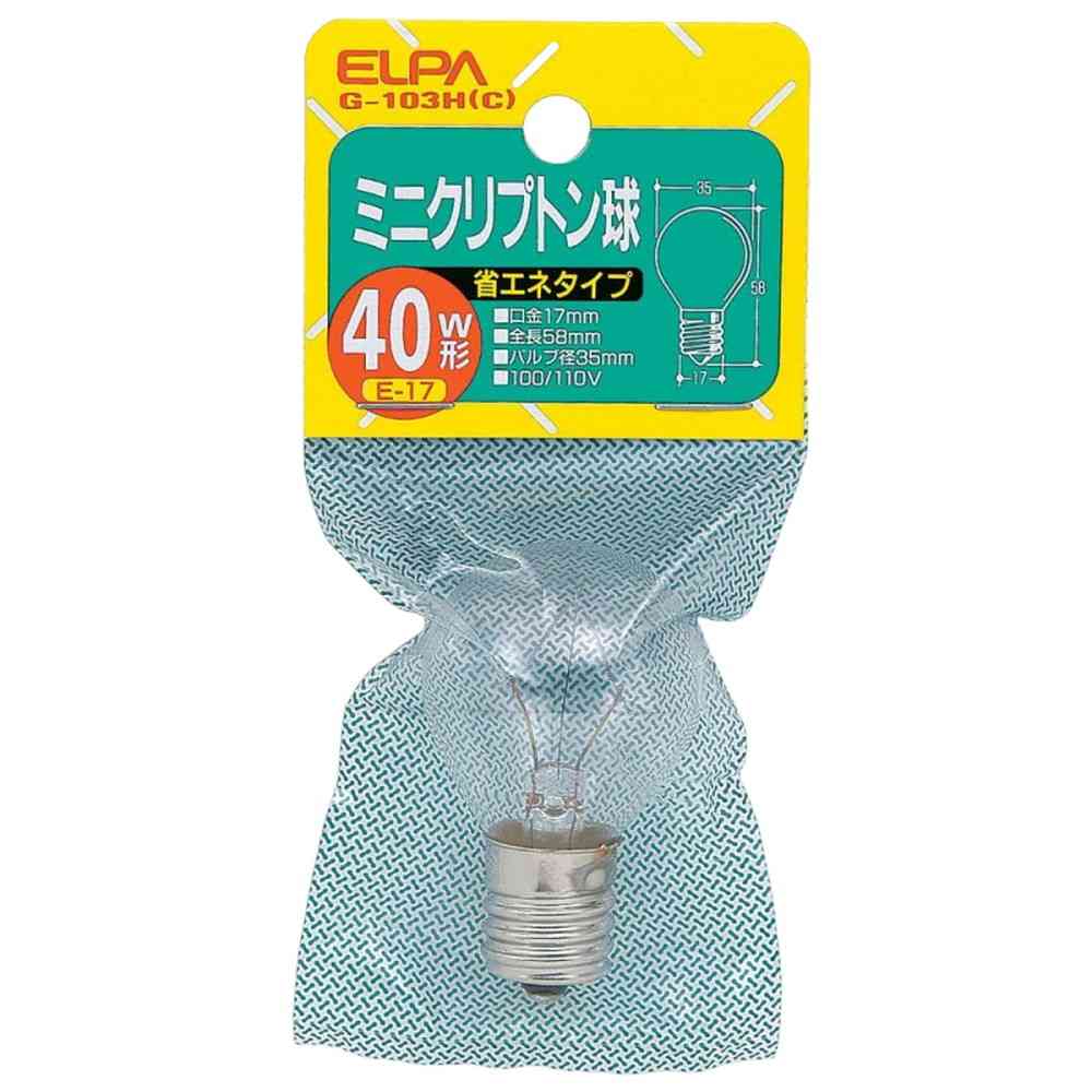エルパ ELPA ミニクリプトン球 S型 40W クリア E17 G-103H（C） - Image 3