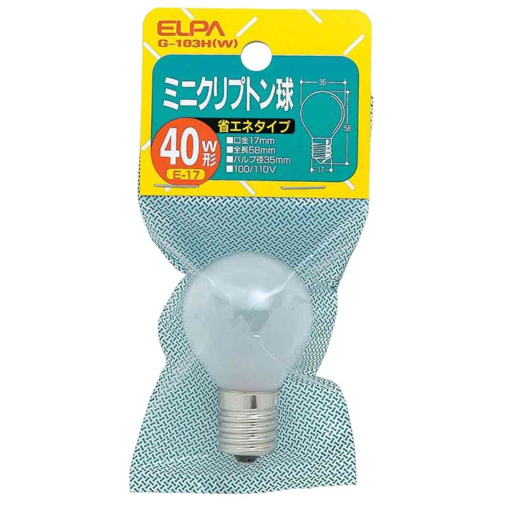 エルパ ELPA ミニクリプトン球 S型 40W ホワイト E17 G-103H(W) - Image 3