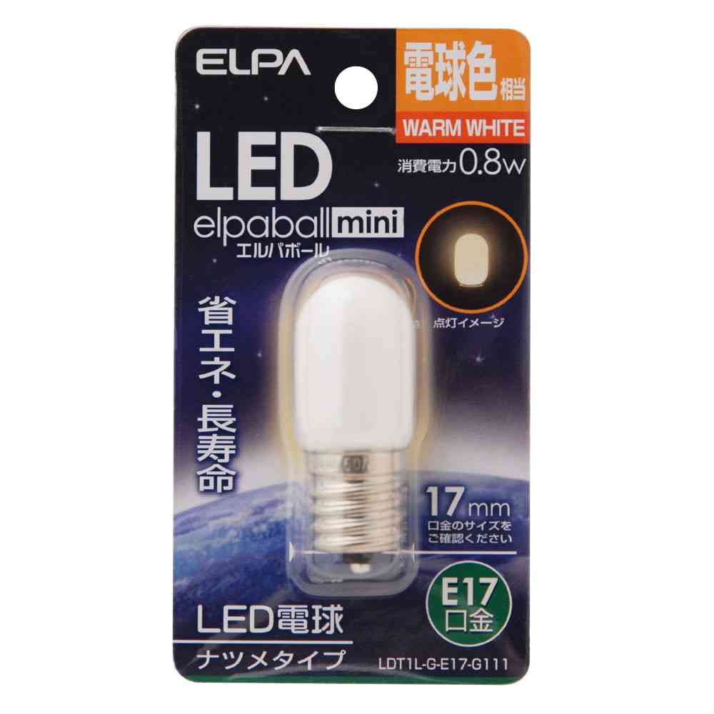 エルパ ELPA LED装飾電球 ナツメ形 長寿命 省エネ E17 LDT1L-G-E17-G111 - Image 3