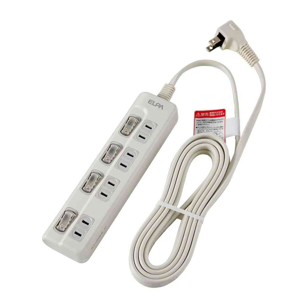 エルパ ELPA LEDランプ スイッチ付タップ 4個口 3m WLS-LU43EB ホワイト - Image 2
