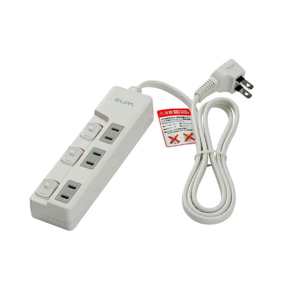 エルパ ELPA ランプレススイッチ付タップ 3個口 1m WLS-U31EB ホワイト - Image 2