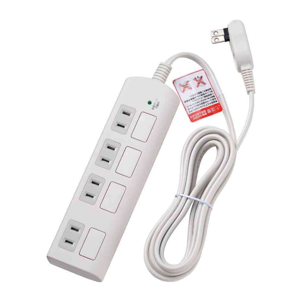 エルパ ELPA 耐雷電源タップ 個別スイッチ AC 4個口 2m ホワイト WBS-LS402F - Image 2