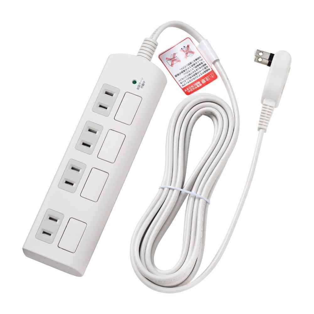 エルパ ELPA 耐雷電源タップ 個別スイッチ AC 4個口 3m ホワイト WBS-LS403 - Image 2
