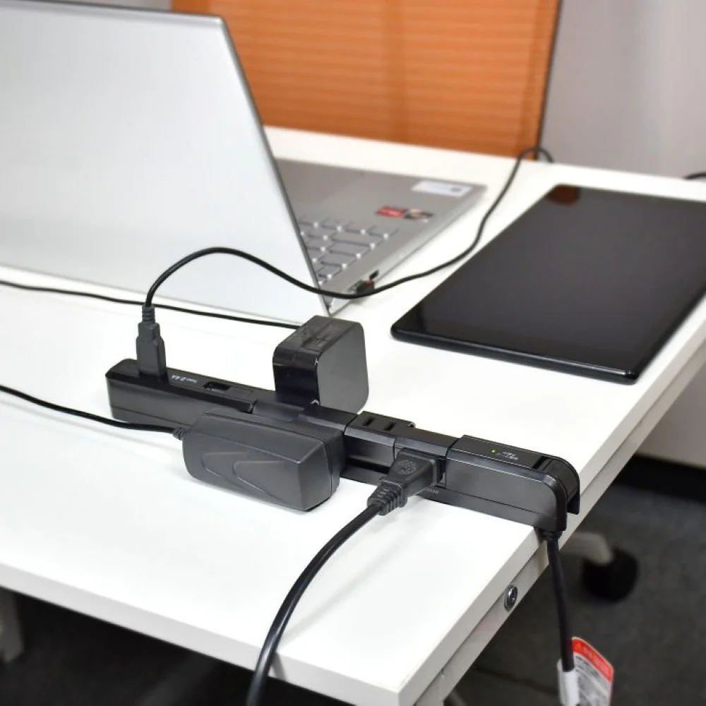 エルパ ELPA スリム回転USBタップ 4個口2m WBS-SL402USB（BK） - Image 3