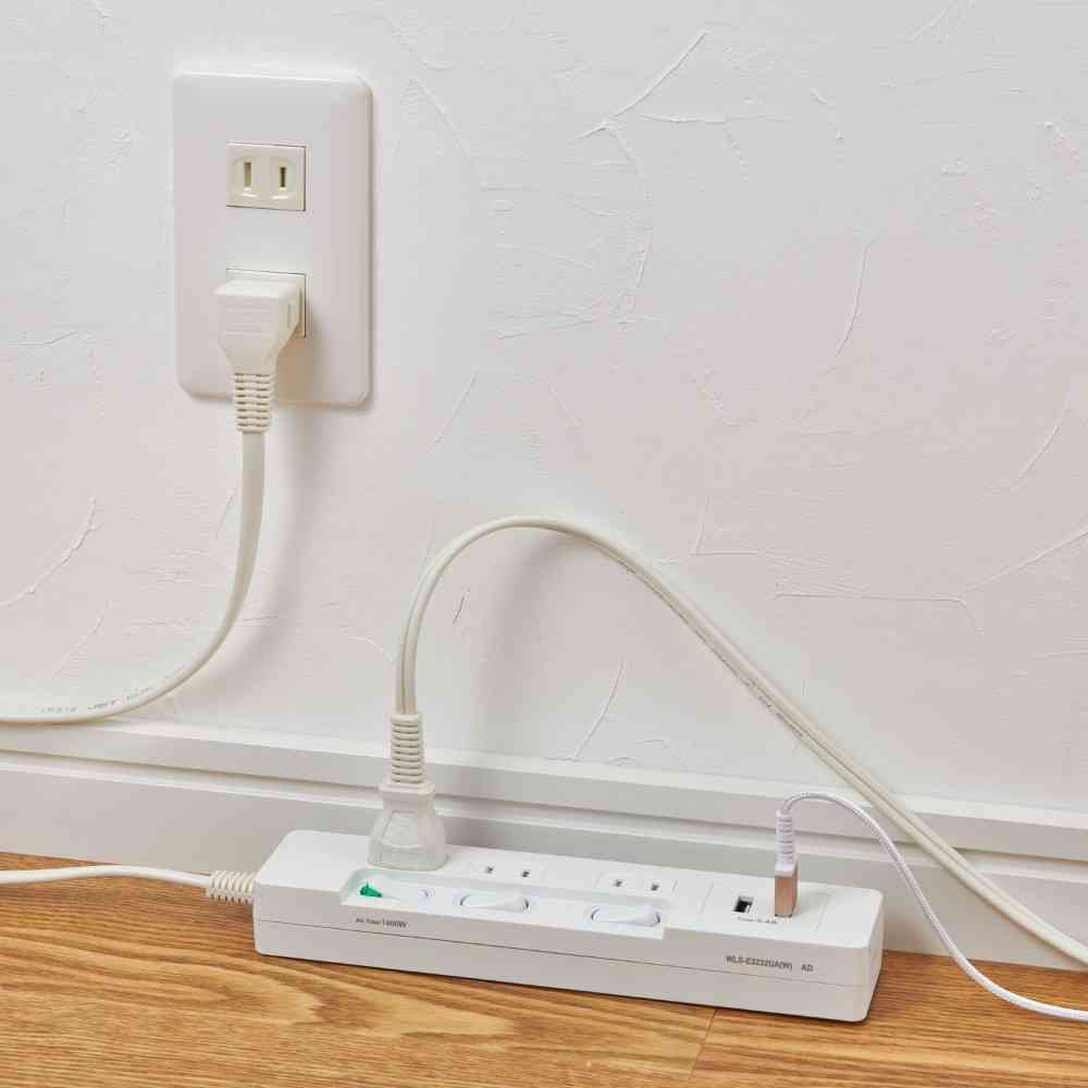 エルパ ELPA 電源タップ ランプレス 個別スイッチ AC 3個口 USB-A×2 2m ホワイト WLS-E3232UA - Image 4