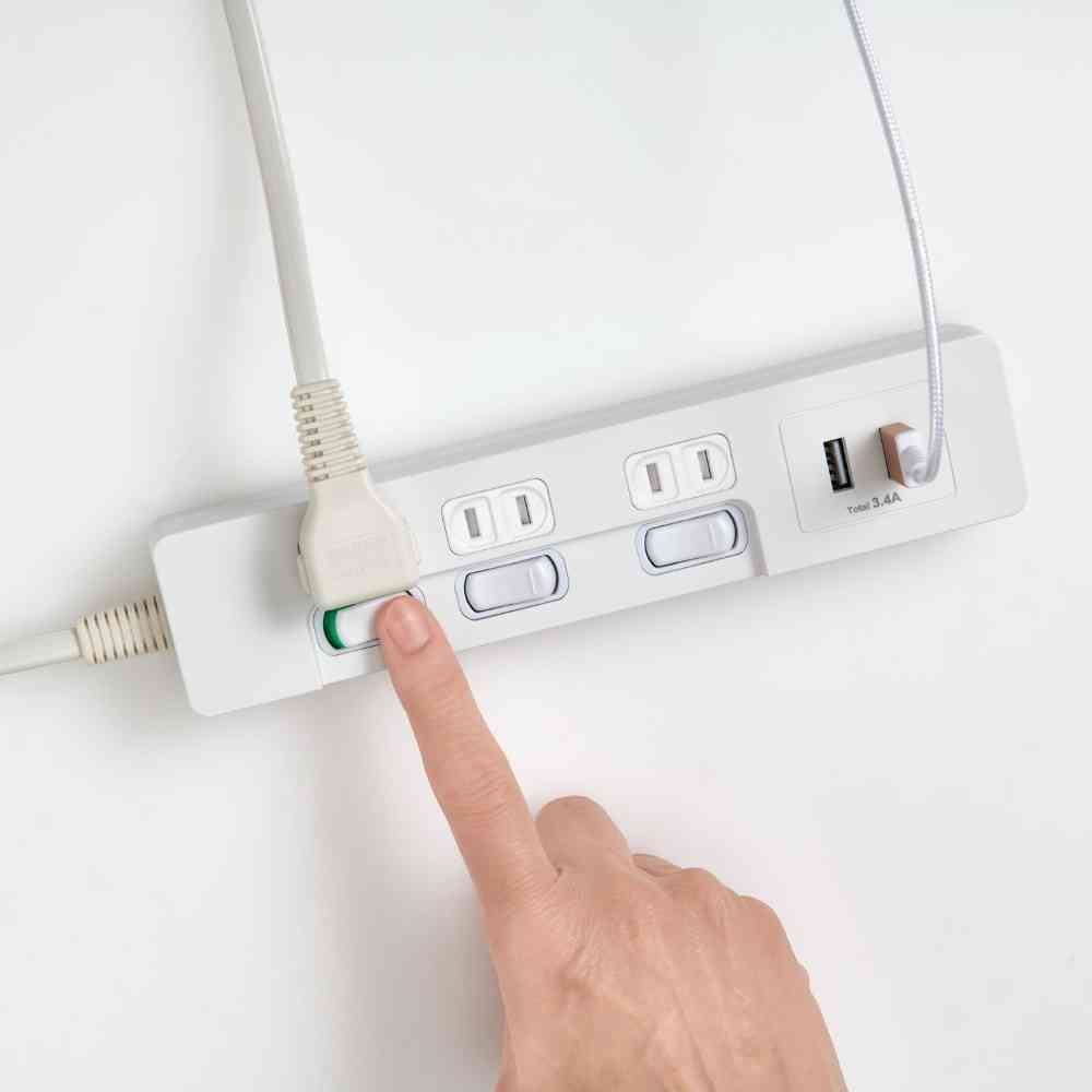エルパ ELPA 電源タップ ランプレス 個別スイッチ AC 3個口 USB-A×2 2m ホワイト WLS-E3232UA - Image 5