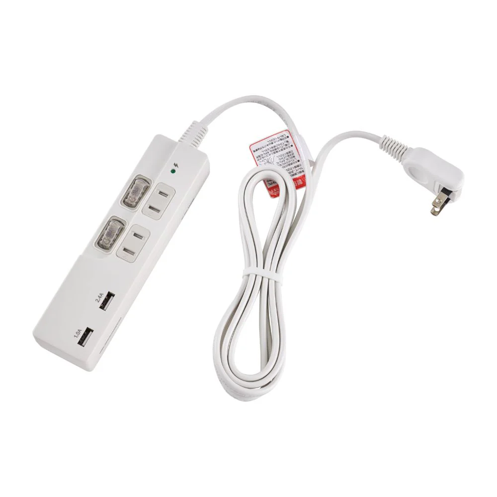 エルパ スイッチ付USBタップ 2P USB充電 WBK-2232SUA W - Image 2