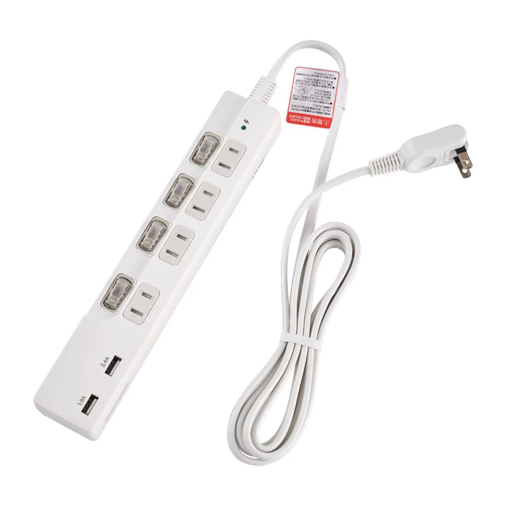 エルパ スイッチ付USBタップ 4P USB充電 WBK-4232SUA W - Image 2