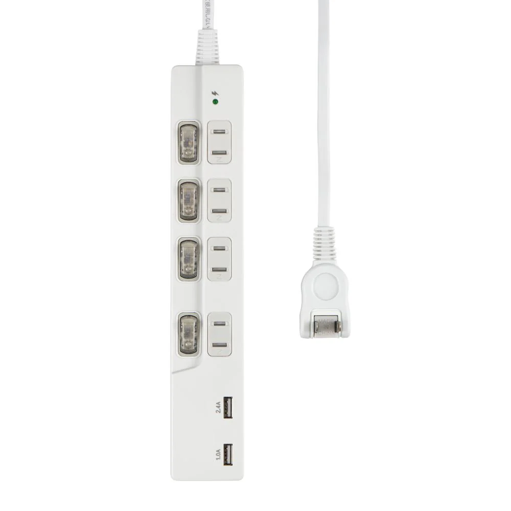 エルパ スイッチ付USBタップ 4P USB充電 WBK-4232SUA W - Image 3