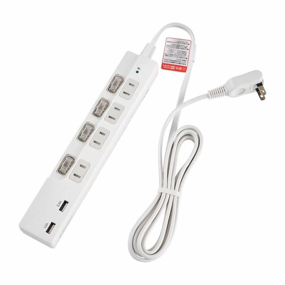 エルパ スイッチ付USBタップ 4P USB充電 WBK-4232SUA W - Image 5