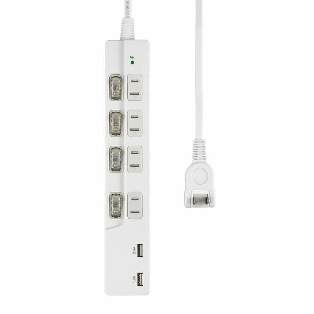 エルパ スイッチ付USBタップ 4P USB充電 WBK-4232SUA W - Image 6