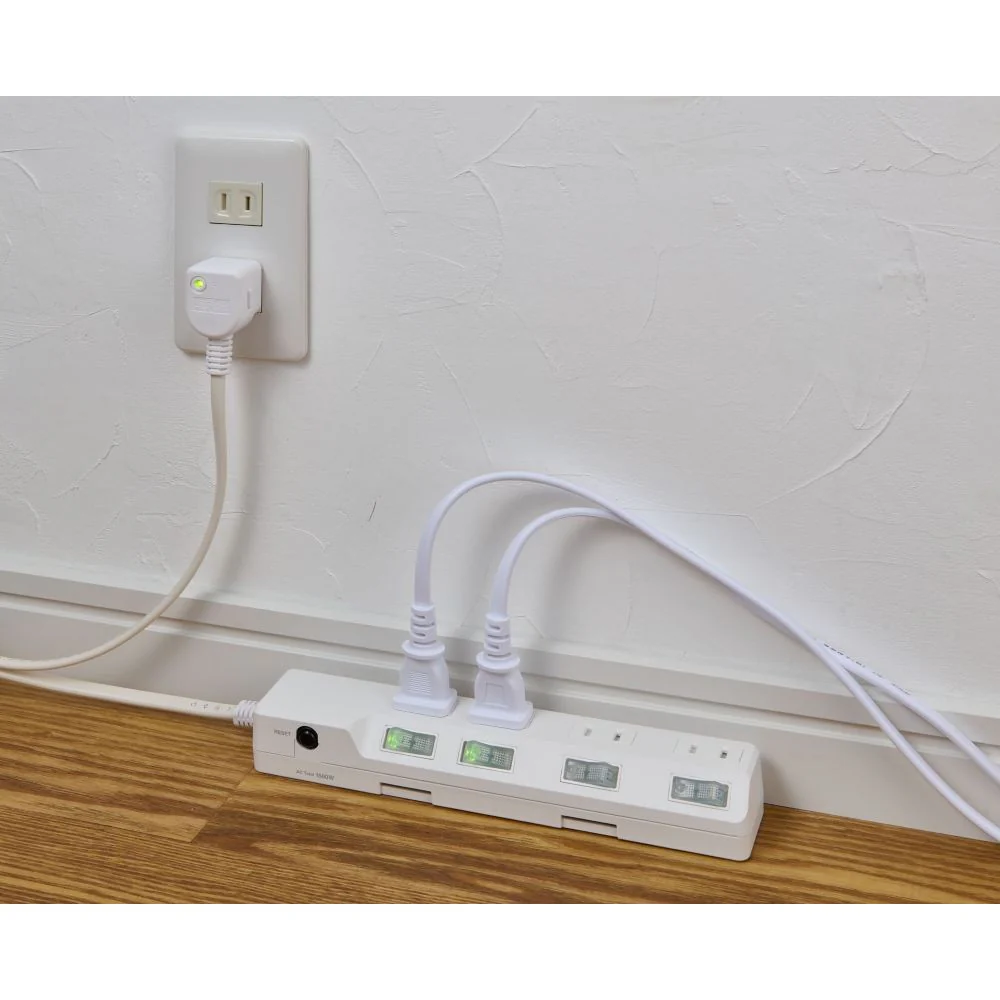 エルパ ELPA ブレーカー付耐雷スイッチ付タップ 4個口5M WLK-45B ホワイト - Image 7