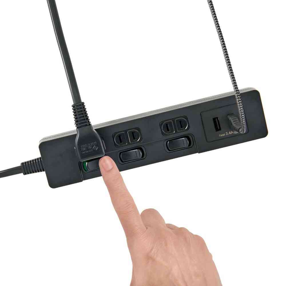 エルパ ELPA 電源タップ ランプレス個別スイッチ AC 3個口 USB-A×2 2m ブラック WLS-E3232UA - Image 5
