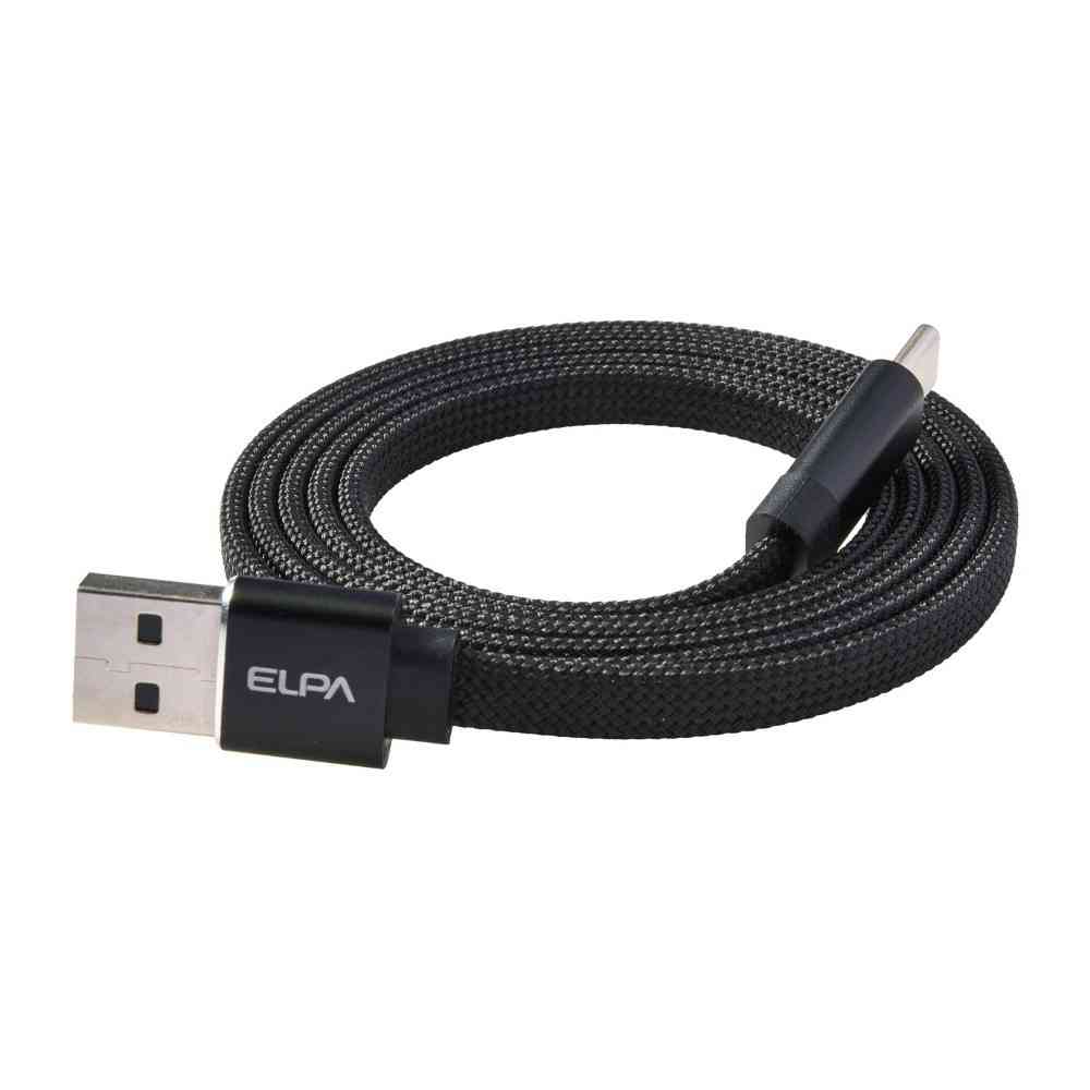 朝日電器 エルパ ELPA マグネットUSBケーブル フラット AtoC 1m MCA-FAC1027（BK） - Image 2