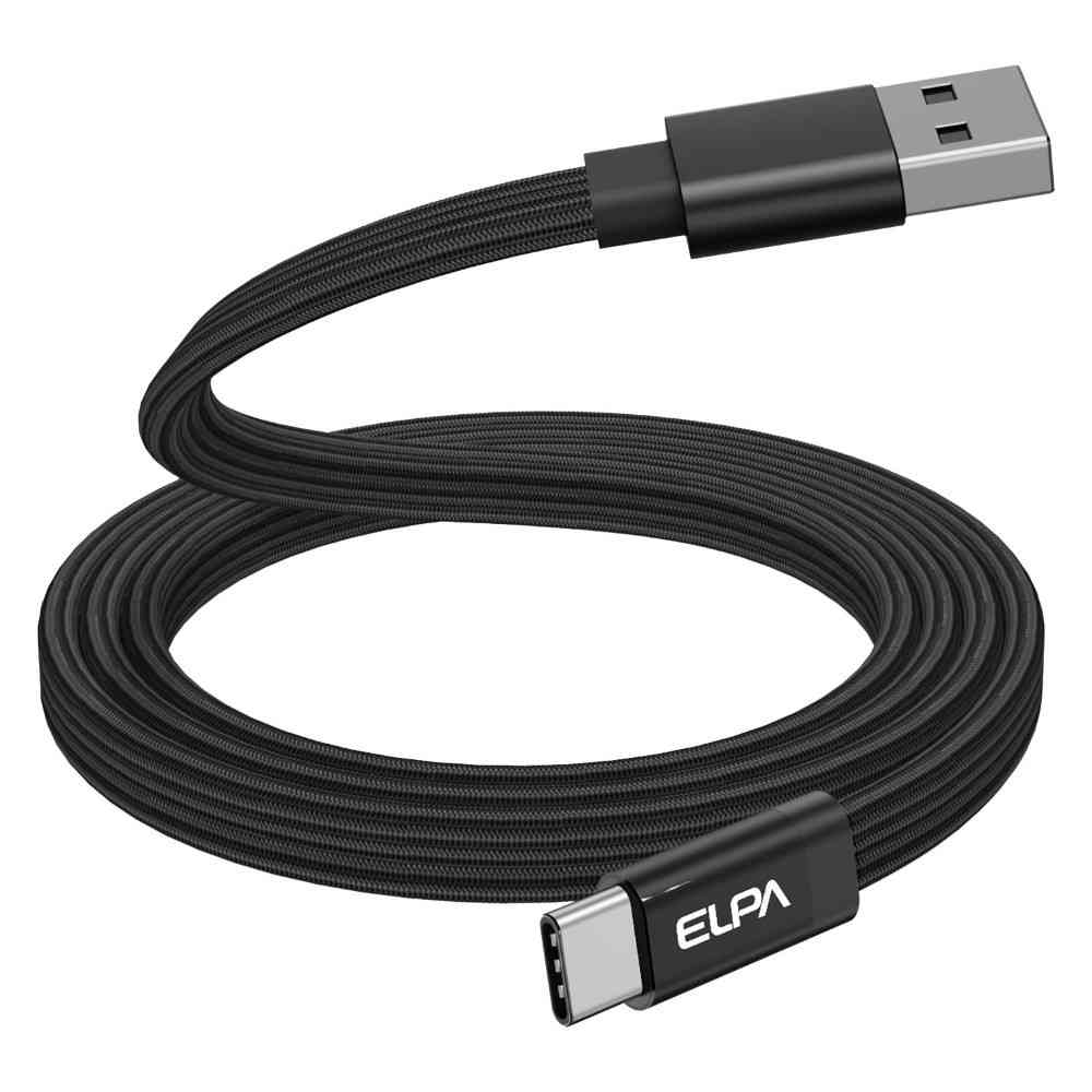 朝日電器 エルパ ELPA マグネットUSBケーブル フラット AtoC 1m MCA-FAC1027（BK） - Image 3