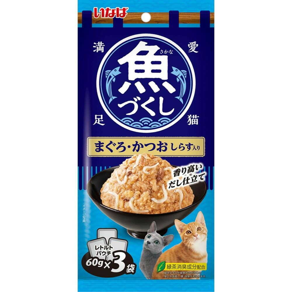 いなばペットフード いなば 魚づくし まぐろ・かつお しらす入り 60g×3袋 - Image 3