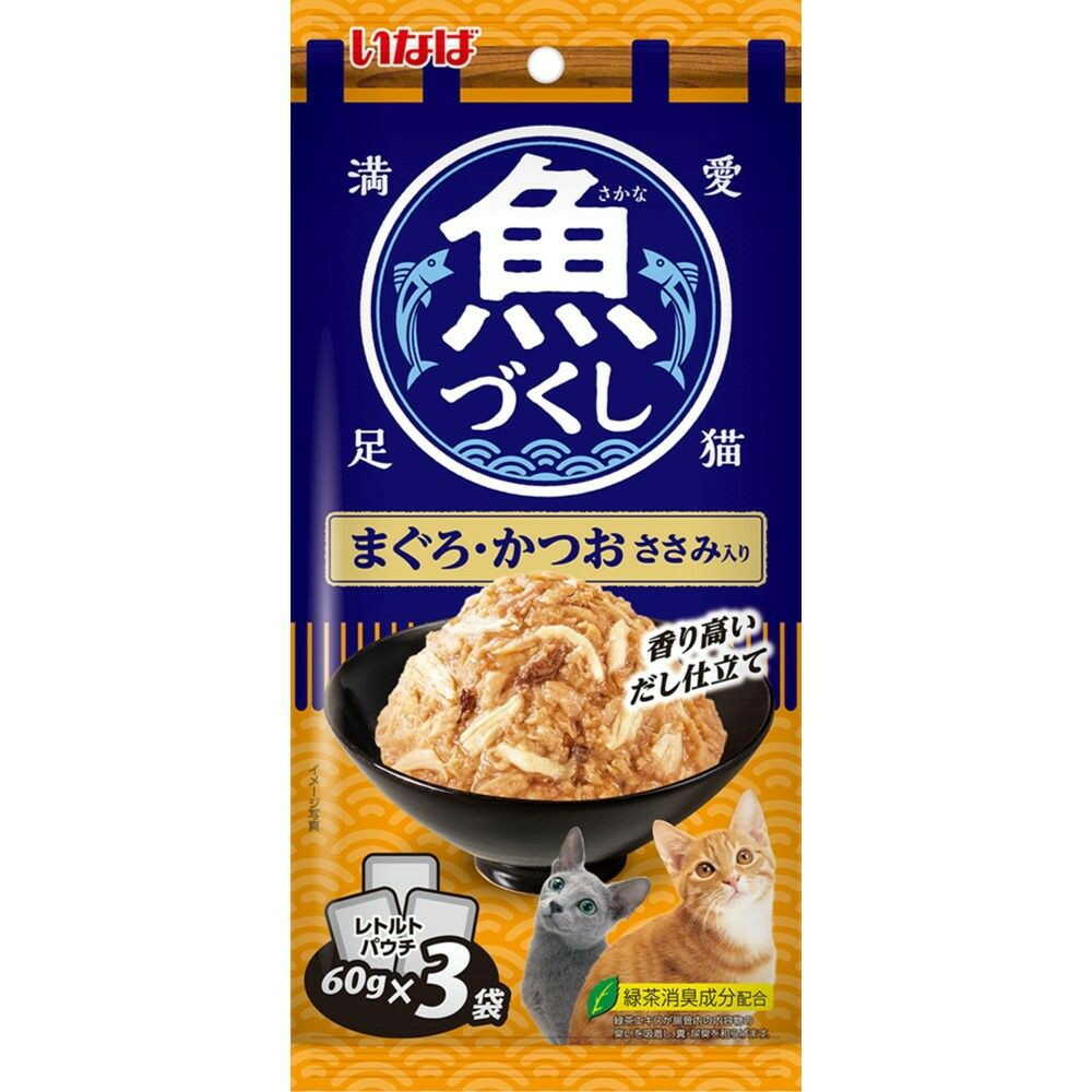 いなばペットフード いなば 魚づくし まぐろ・かつお ささみ入り 60g×3袋 - Image 3