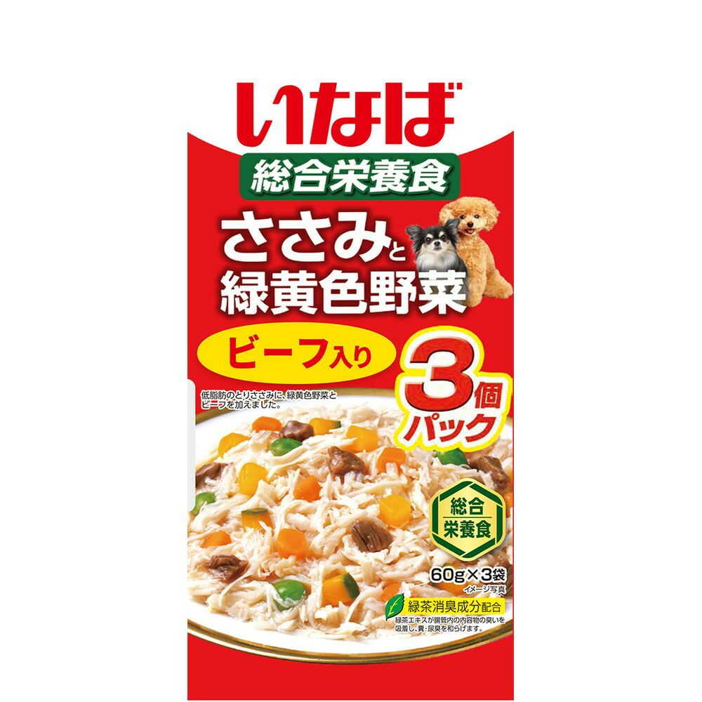 いなばペットフード いなば ささみと緑黄色野菜 ビーフ入り 60g×3袋 - Image 3
