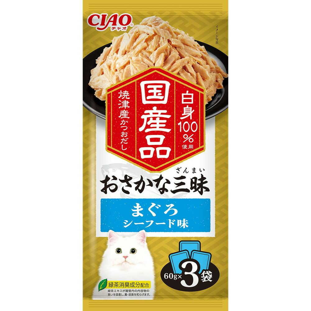 いなばペットフード CIAO おさかな三昧 まぐろ シーフード味 60g×3袋 - Image 3