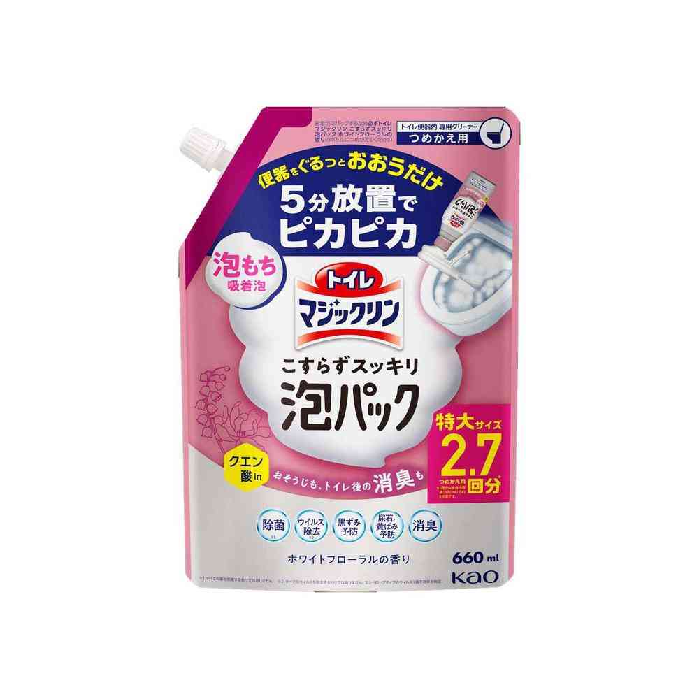 花王 トイレマジックリン こすらずスッキリ 泡パック ホワイトフローラルの香り つめかえ 660ml