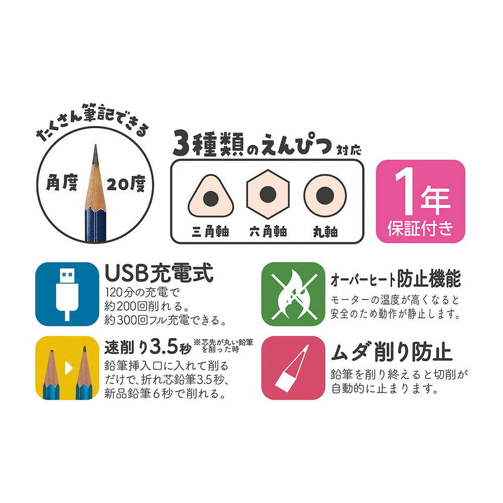 クツワ ミラガク充電式鉛筆けずり ミルキーグレー 372g - Image 7
