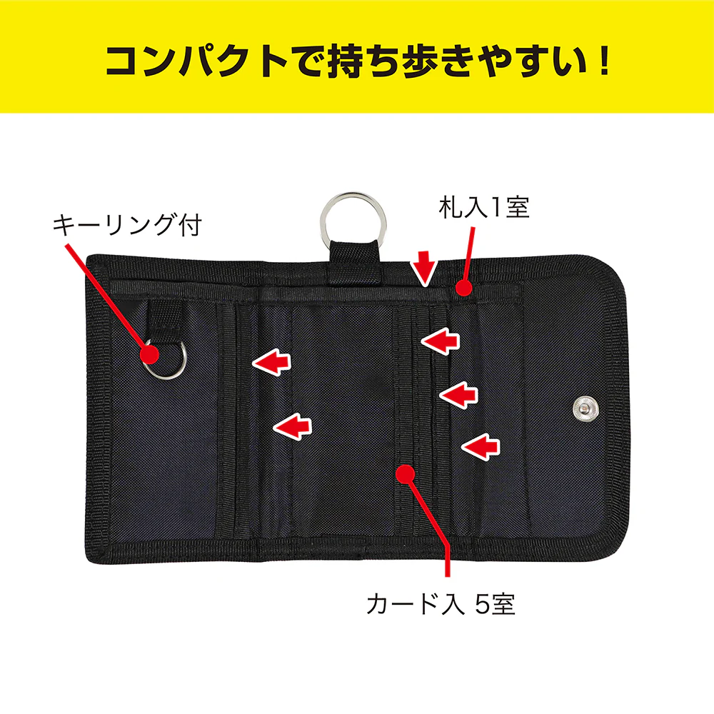 クツワ 3つ折りマルチウォレット ブラック 72g - Image 6