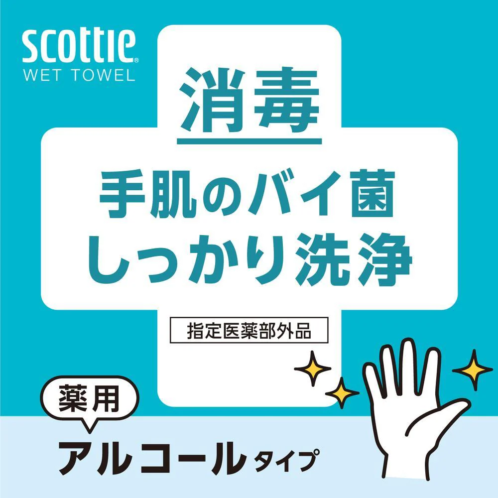 日本製紙 クレシア スコッティ ウェットタオル 消毒 アルコールタイプ 40枚×3コパック - Image 3