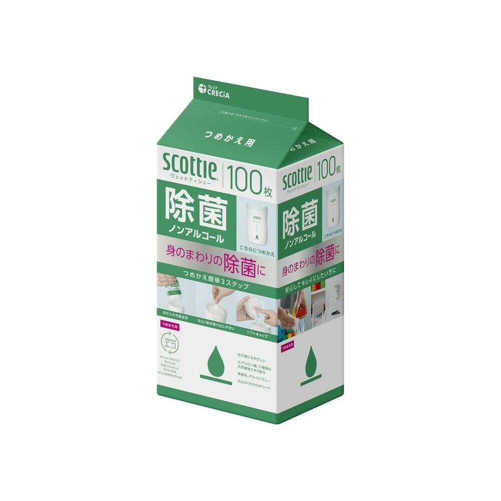 クレシア スコッティ ウェットティシュー 除菌 ノンアルコール つめかえ用 100枚 - Image 3