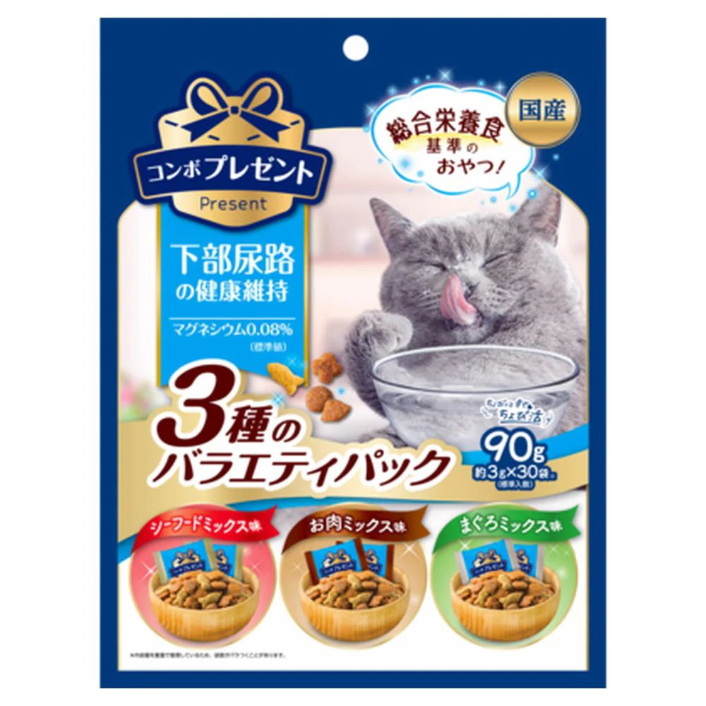 日本ペットフード コンボプレゼント キャット おやつ 下部尿路の健康維持 3種バラエティパック 90g(3g×30袋) - Image 2