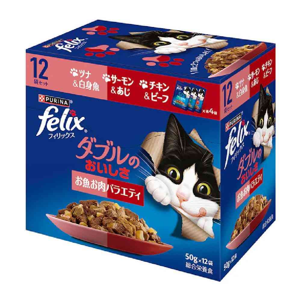 ピュリナフィリックスパウチ 12Pダブルのおいしさお魚お肉バラエティ 600g - Image 4