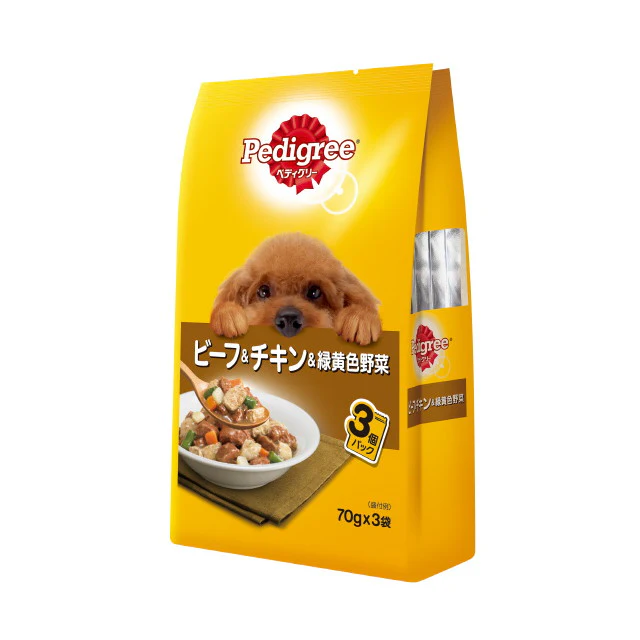 P117 ペディグリー 成犬用 ビーフ&チキン&緑黄色野菜 70g×3袋 - Image 4