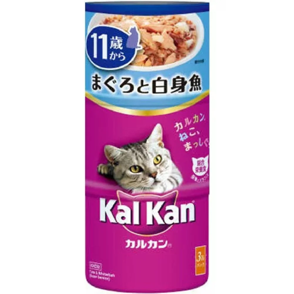 マース カルカン ハンディ缶 11歳から まぐろ入り白身魚 160g×3缶 - Image 3