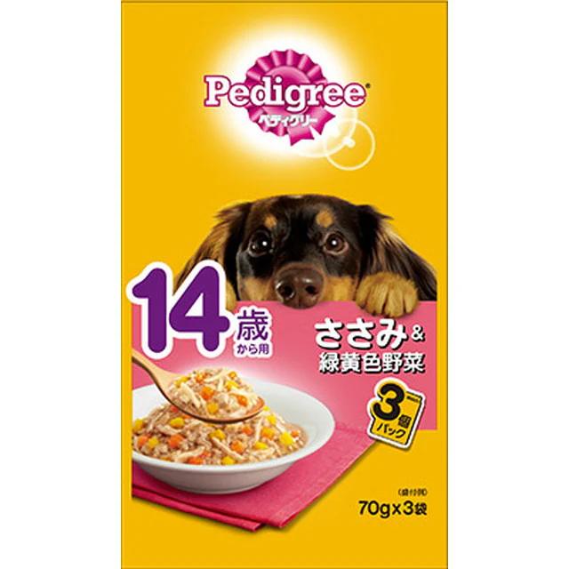 PWP11 ペディグリー 14歳から用 ささみ&緑黄色野菜 70g×3袋 - Image 2