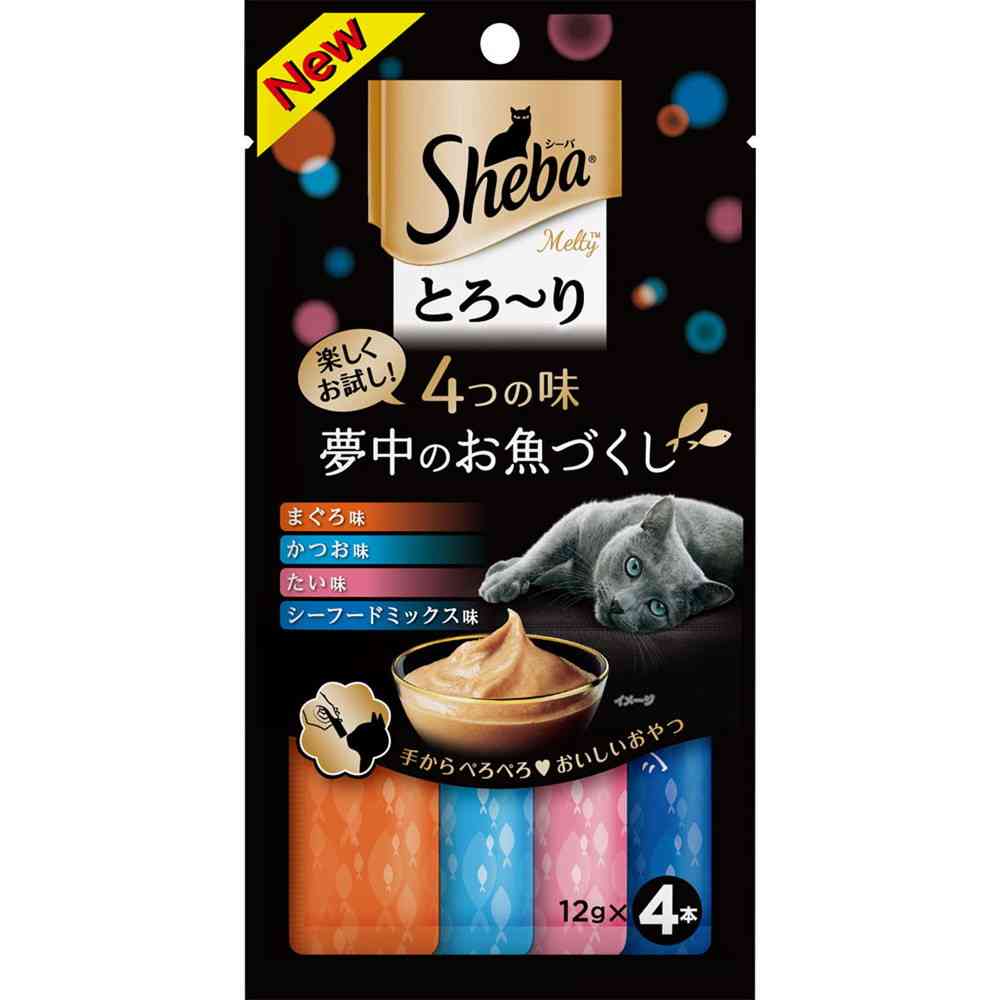 マースジャパンリミテッド シーバ とろ~り メルティ 4つの味 夢中のお魚づくし 12g×4本 - Image 4