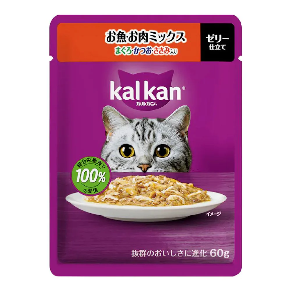 マース カルカンパウチ お魚お肉ミックスまぐろかつおささみ 60g - Image 4