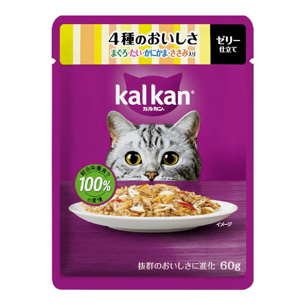 マース カルカンパウチ 4種のおいしさ鮪たいかにかまささみ 60g - Image 4