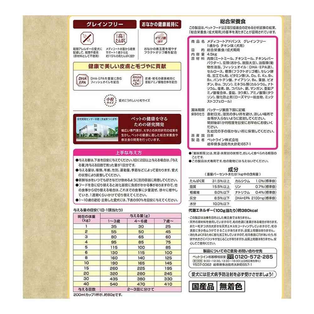 ペットライン メディコートアドバンス グレインフリー 1歳から チキン味 4.5kg - Image 2