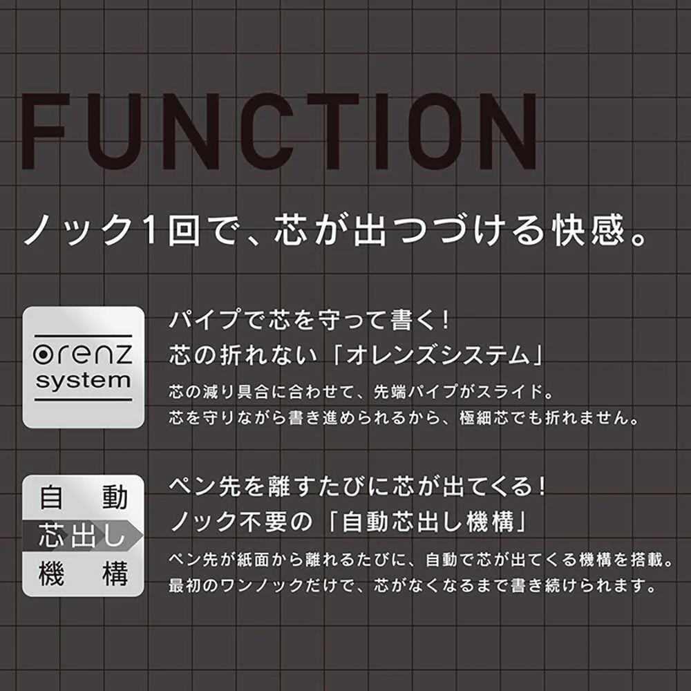 ぺんてる シャープペンシル オレンズネロ 0.2mm PP3002‐A 1本 - Image 4