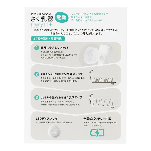ピジョン　母乳アシスト　さく乳器　電動　ｈａｎｄｙ　ｆｉｔ＋　１個入り - Image 7