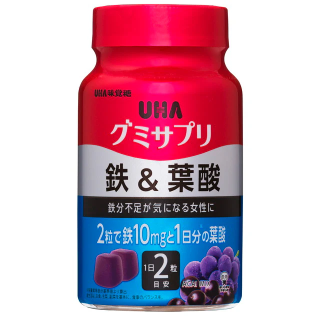 ◆UHAグミサプリ 鉄＆葉酸 ボトル 30日分 60粒 - Image 6