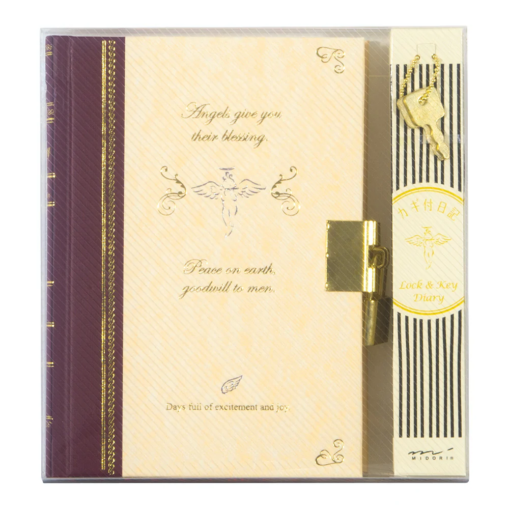 ミドリ 日記 鍵付 天使柄 1冊