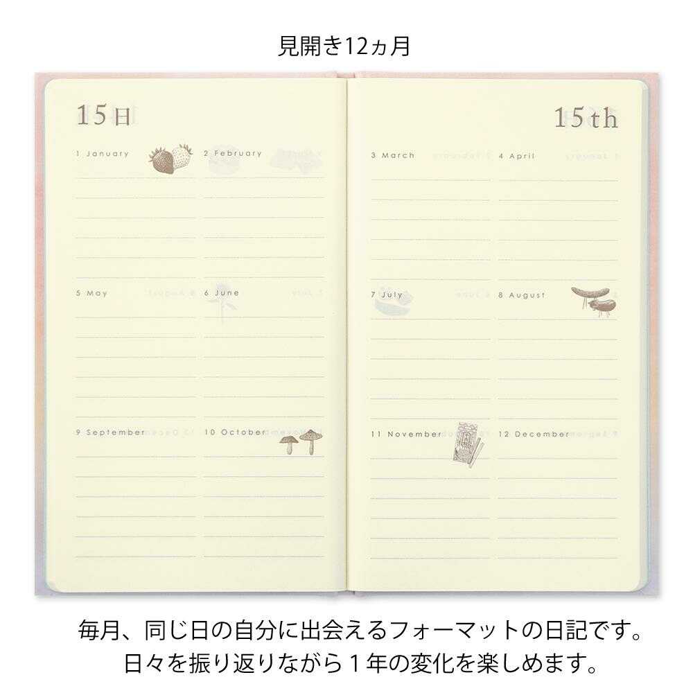 ミドリ 日記 見開き12ヵ月連用 扉 ピンク 1冊 - Image 8