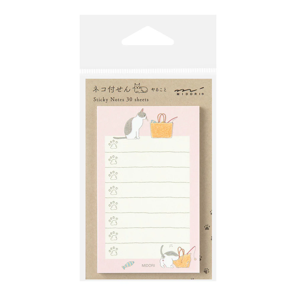 ミドリ 付せん紙 やること ネコ柄 ピンク 30枚入