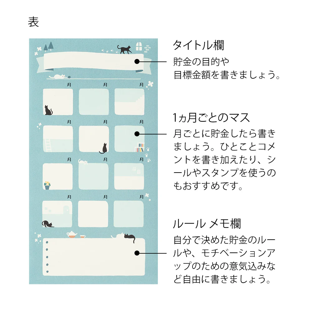 ミドリ 貯金封筒 ネコ柄 2枚入 - Image 3