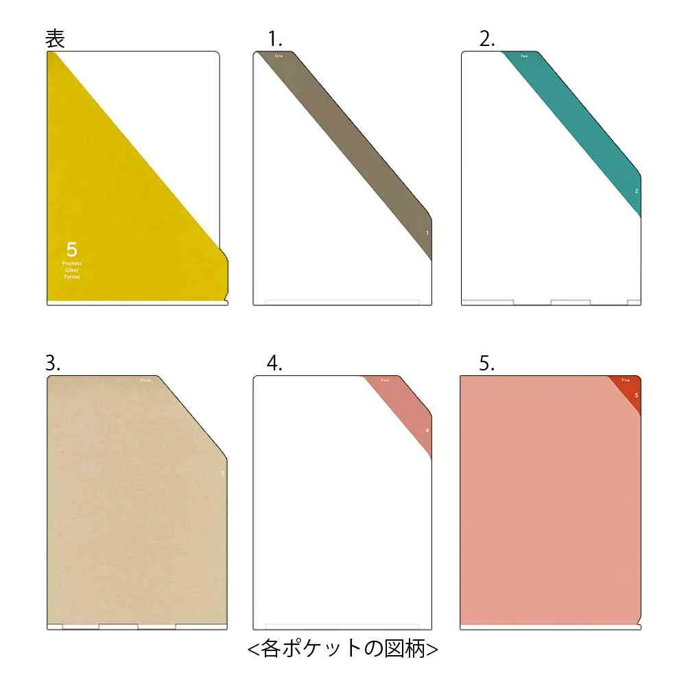 ミドリ 5ポケットクリアホルダー<A4> ストライプ柄 黄 1個 - Image 8