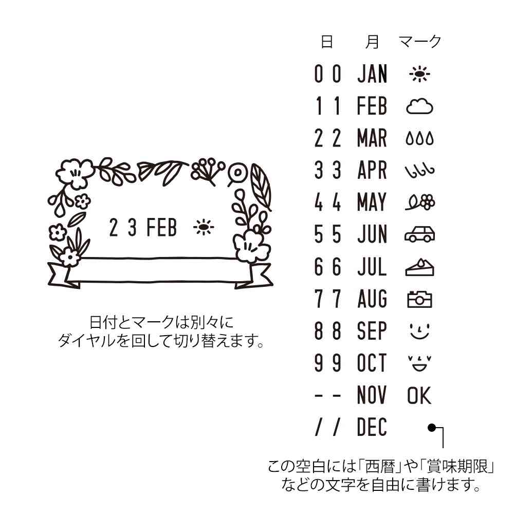 ミドリ スタンプ 回転印 日付 花柄 1個 - Image 10